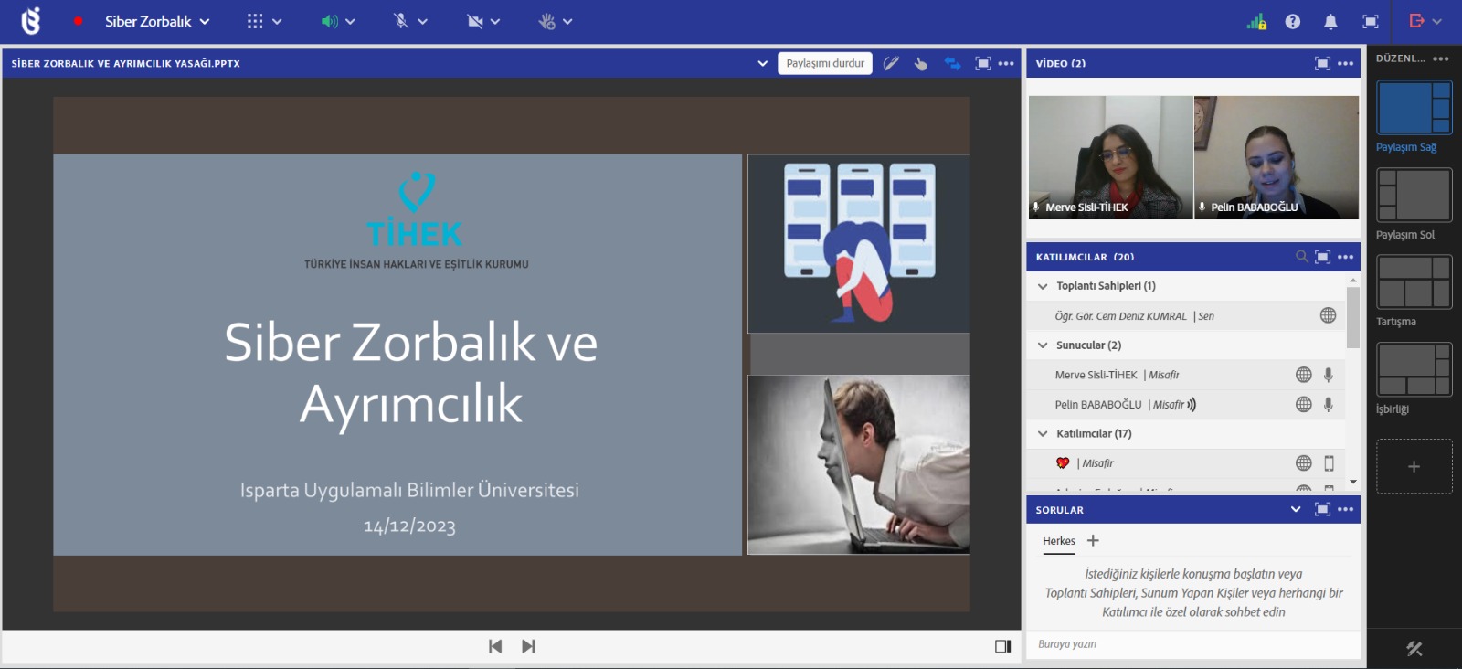 'Siber Zorbalık ve Ayrımcılık’ Konulu Webinar Düzenlendi